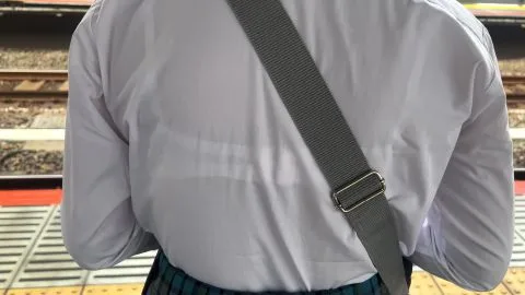Teen Girl on Train with Mask