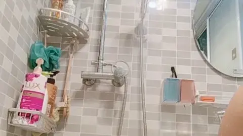 Asian Beauty Showering Nude in Bathroom