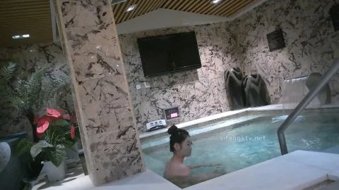 Asian Girl Bathing and Washing in Bathroom