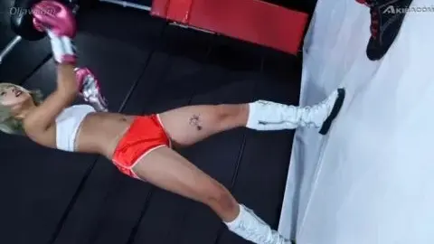 Blonde Asian Lesbians in Boxing Attire