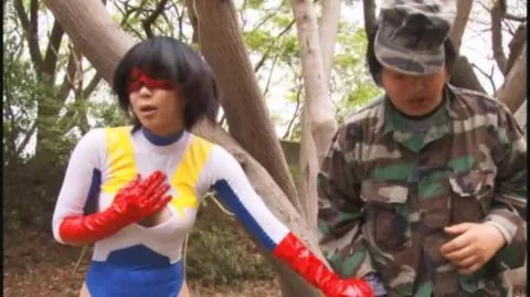 Asian Superhero Lovers in Forest and Dark Room