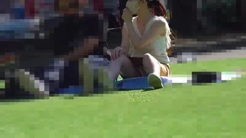 Asian Couple Outdoor Intimacy