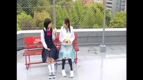 Asian Teens in School Uniforms Outdoor Encounter