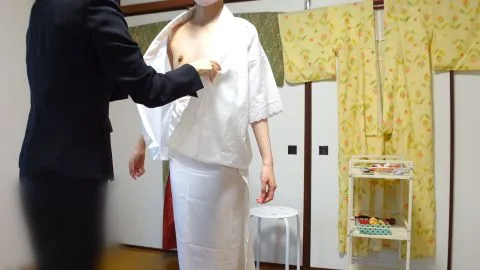 Asian Couple Dressing in Kimono