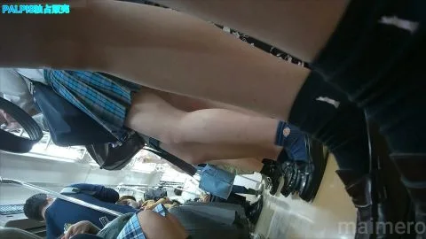 Asian Schoolgirls in Plaid Skirts on Public Transportation