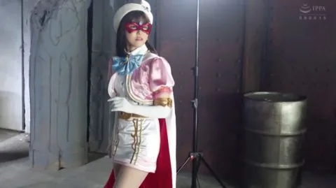 Asian Model in Pink Costume Performs in Industrial Setting