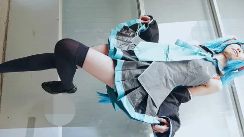 Asian Cosplay Model with Blue Hair