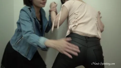 Asian Lesbians Spanking in Bedroom