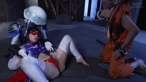 Asian Cosplay Threesome in Dark Room
