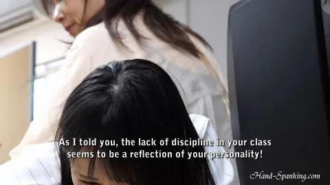 Asian Lesbians Spanking in Office