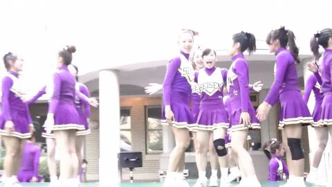 Asian Schoolgirls in Uniform Outdoor Display