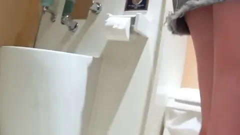 Asian Teen with Tattoo in Bathroom Encounter