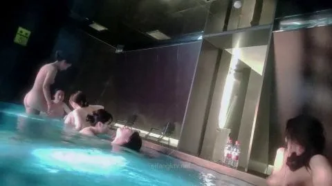 Nude Woman Relaxing by the Pool