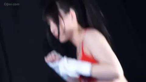 Asian Girl in Red Sports Bra Boxing