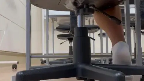 Asian Teen in Office Chair Seduction