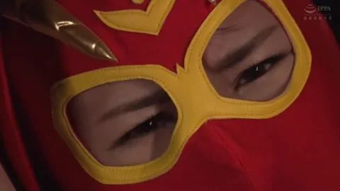 Asian Woman Wearing Red Mask in Bondage