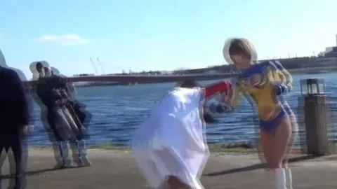 Asian Girls Fighting and Posing Outdoors and Indoors