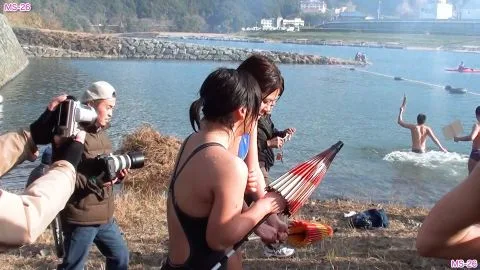 Asian Girls in Swimsuits by the Lake