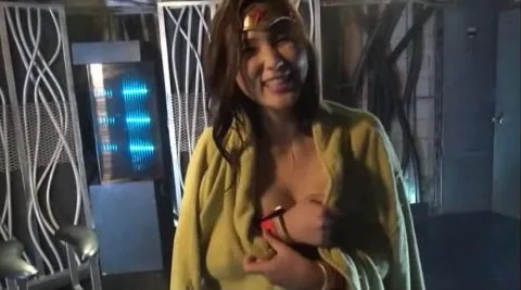 Asian Woman in Fetish Scenes with Wonder Woman Costume