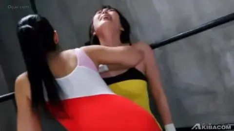 Asian Lesbians Wrestling in Colorful Outfits