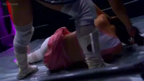 Asian Lesbians Wrestling in Ring