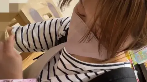 Asian Girl in Mask and Striped Shirt
