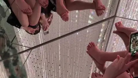 Asian Schoolgirls in Art Installation