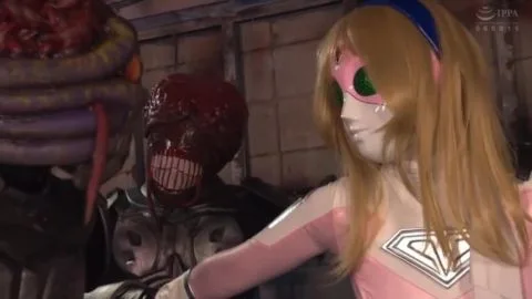 Blonde in Pink Bodysuit Restrained in Industrial Dungeon