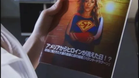 Woman in Superman Costume Erotic Poses