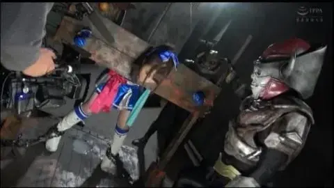 Asian Cheerleader in Industrial Setting