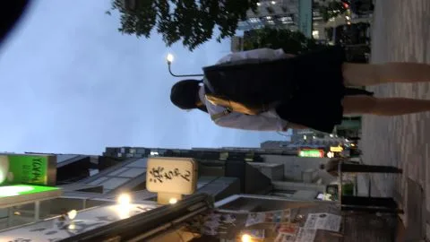 Asian Girl in City Street and Public Places