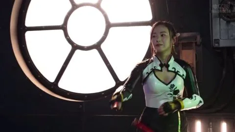 Asian Beauty Performs in Neon Studio