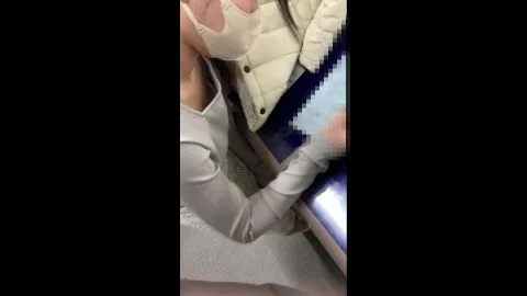 Caucasian Brunette Masturbating in White Sweater