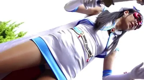 Cosplay Girl in White and Blue Costume