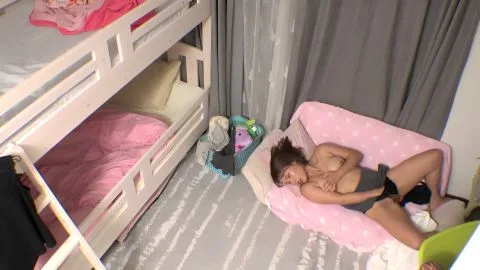 Asian Teen in Bedroom Solo Play