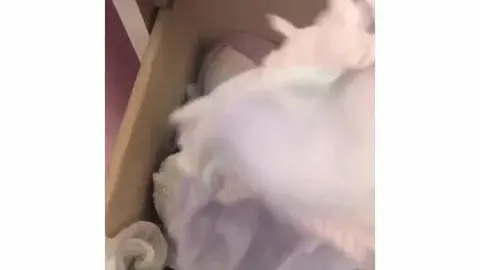 Brunette Rummages Through Lingerie Drawer