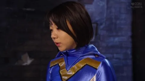 Asian Superheroine in Blue and Gold Costume