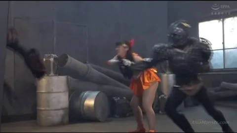 Asian Girl in Sailor Uniform Fights Muscular Men