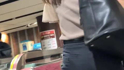 Asian Brunette in Subway Station