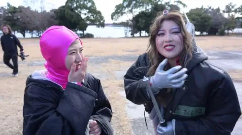 Asian Girls in Pink Outfits Play and Pose