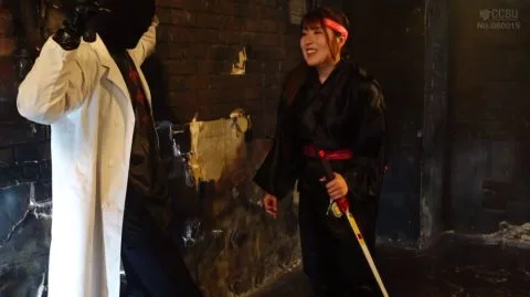 Asian Cosplay Fight Scene with Swords