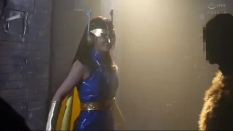 Asian Superheroine in Blue and Gold Costume